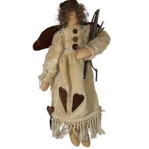 Handcrafted Primitive Angel Doll with Twigs Wings Rustic Home Decor